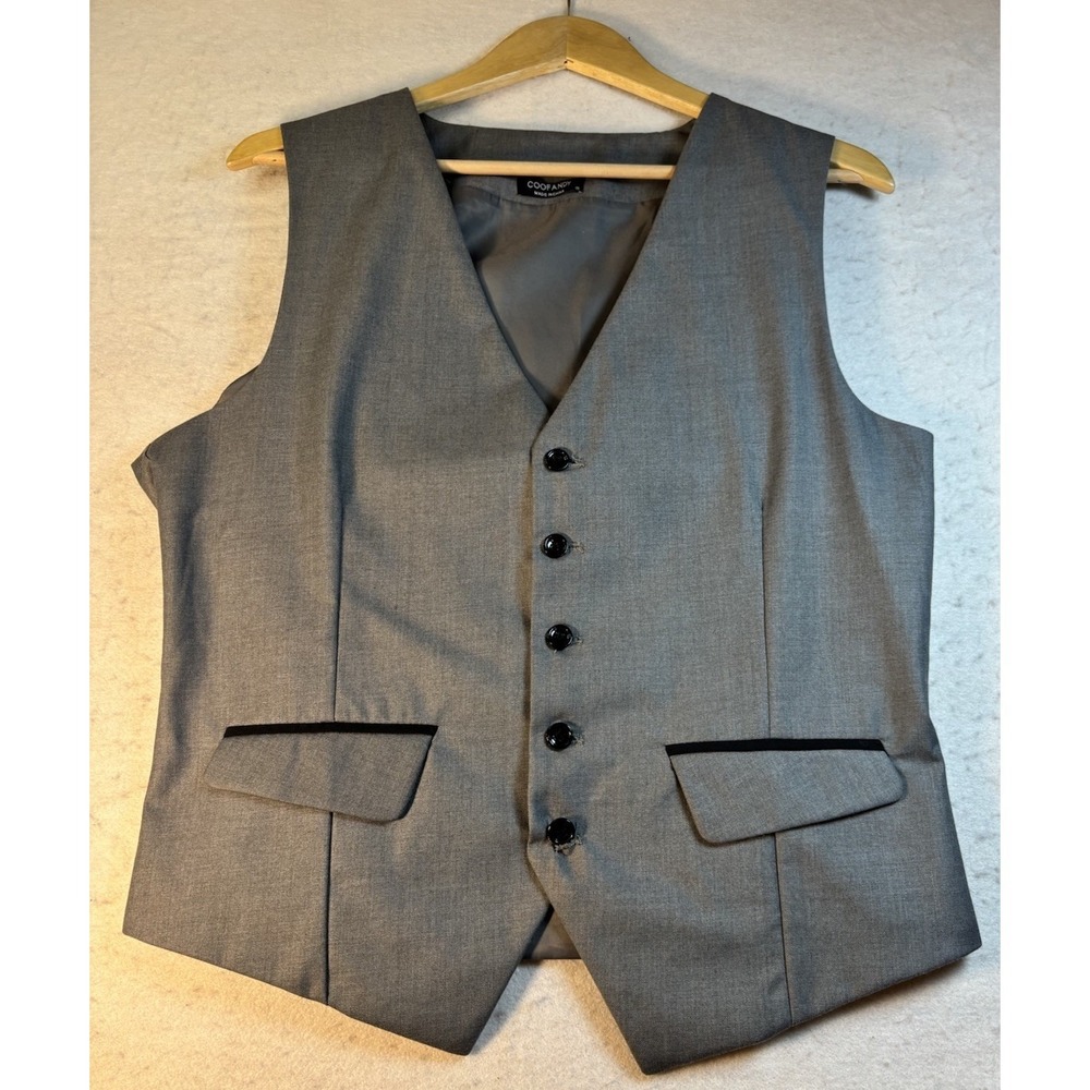 Coofandy Mens S Gray Belted Fit Vest‎ Waistcoat Black Trim Office Casual